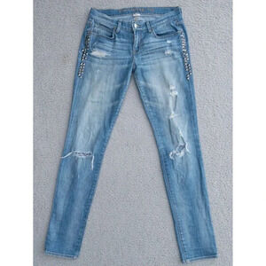RUEHL 925 Jeans Womens 26 Tassel Distressed Skinny Light Wash‎ Stretch New York